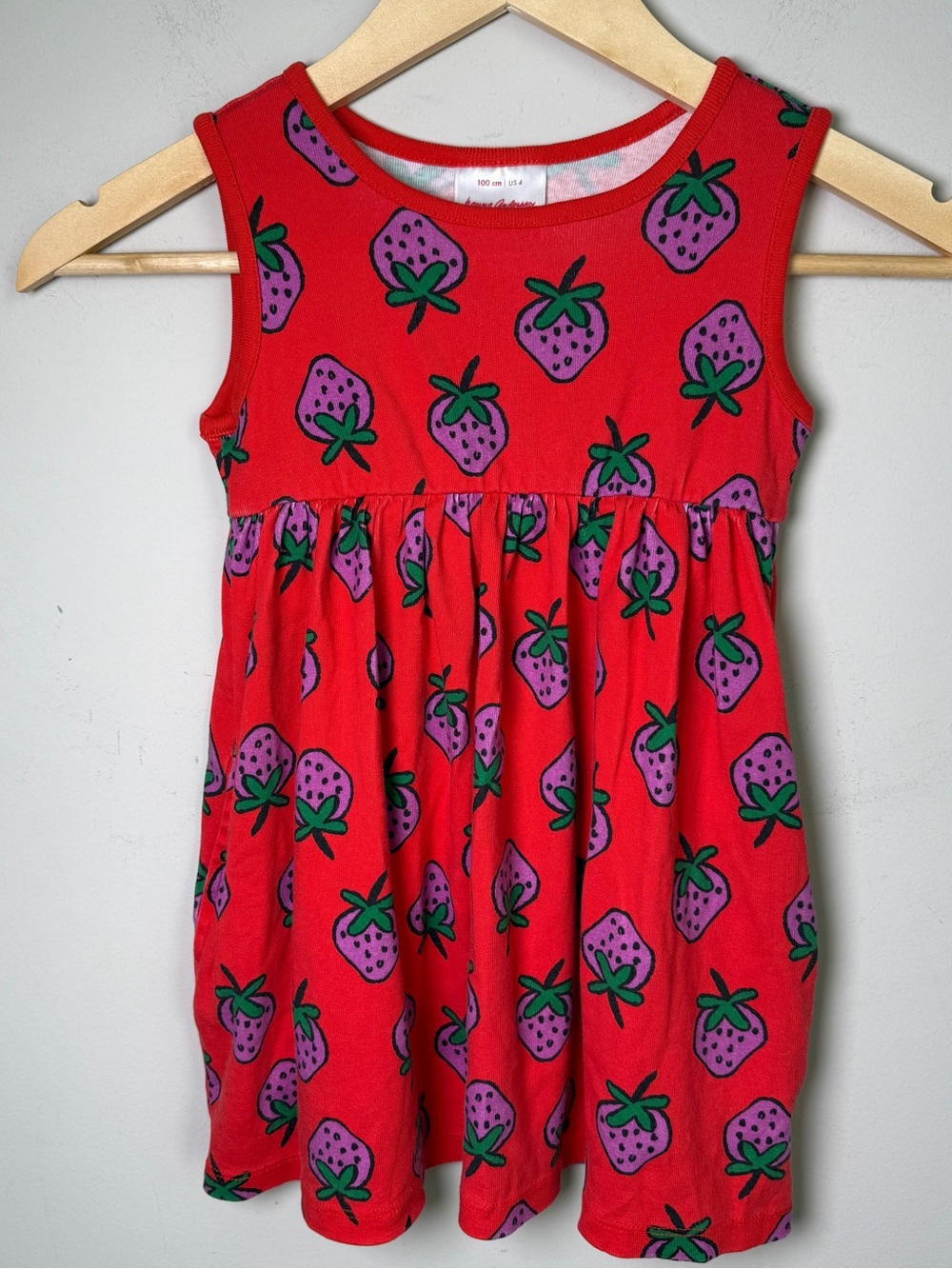 Hanna Andersson Strawberry Print Sleeveless Dress Cottagecore Summer Girls 4 - Picture 1 of 7